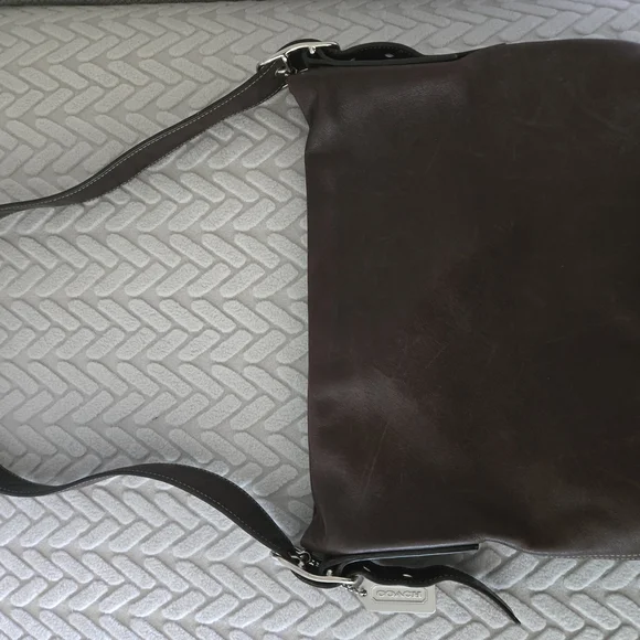 Coach Dark Brown Leather Bag with Silver Accents - Picture 4 of 10
